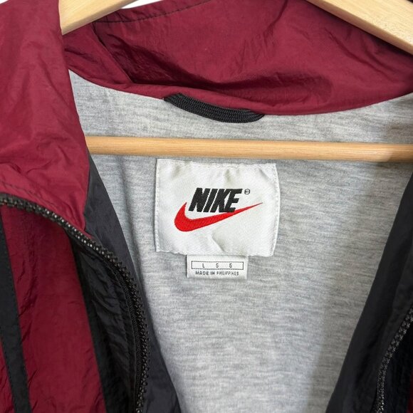 Vintage 90s Nike Mens Windbreaker Burgundy Large Streetwear Retro Sporty - Picture 5 of 8